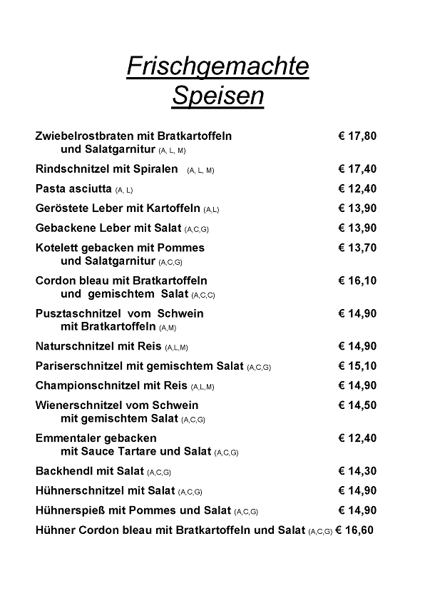 Speisekarte